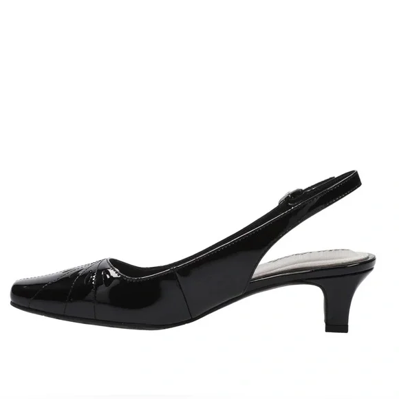 Women’s Dress Shoes Easy Street Catie Slingback Pumps Black Patent Size 7.5 - Picture 4 of 11